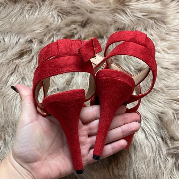 IDIFU Mia Red Platform High Heels Strappy Heeled Sandals Open Toe Ankle Strap - Picture 7 of 12